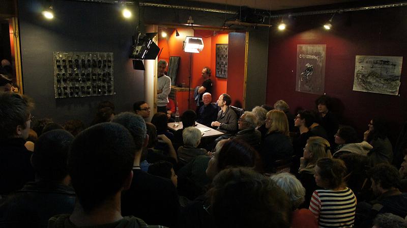 Éric Hazan et Frédéric Lordon au Lieu-Dit (photo : Jonathan DUONG) 